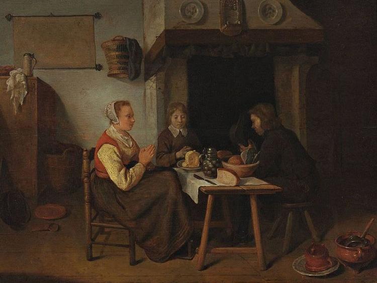 Quirijn van Brekelenkam Prayer before the meal. oil painting image